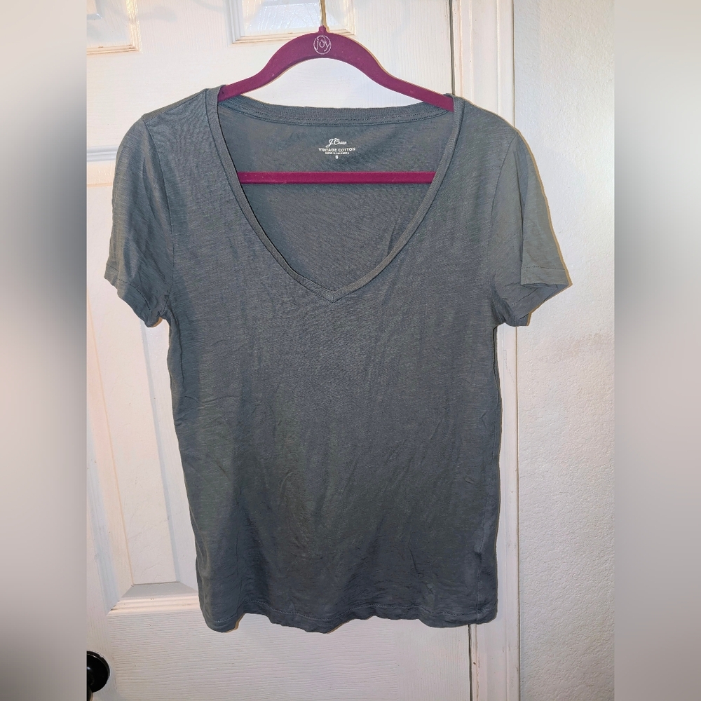 J Crew Women's Olive Green Vintage Cotton T-Shirt